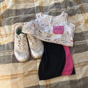 Unicorn Print Tank and Pink-Black Short Set